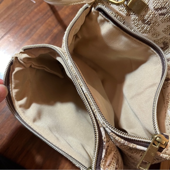 Anthropologie NWOT Crossbody Bag Woven Fabric Beige Sable Animal Graphic Clutch - Picture 7 of 9